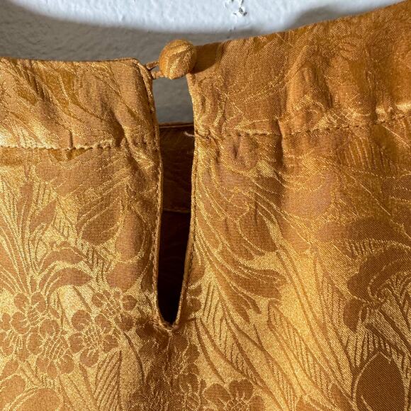 Vintage STUNT Collections 100% Silk Jacquard Blouse | Burnt Orange Gold Size M - Picture 9 of 9